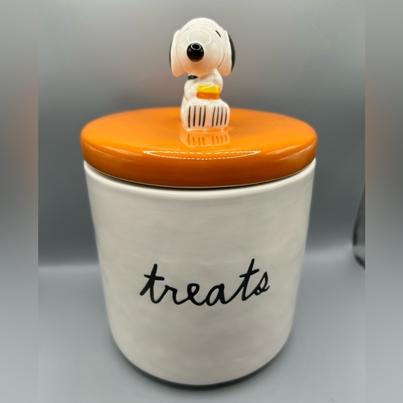 Rae Dunn Other - Rae Dunn Peanuts TREATS Snoopy Holding A Candy Corn Canister Dog Fall New